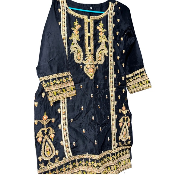 Women's Full Embroidered Pakistani Concept Dress Material with Tabby Silk Print - Picture 2 of 4
